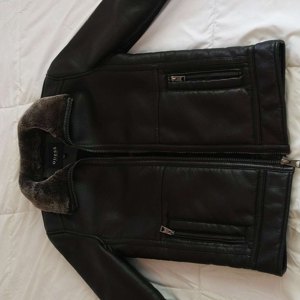 Guess Faux Shearling, Pleathet Bomber Jacket